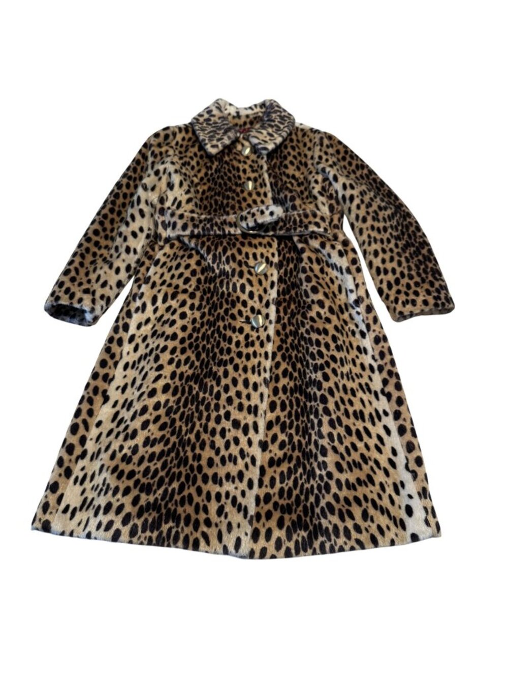 Fur Method Vintage Animal Print Long Sleeve Belted Coat Women's Size Medium - Picture 1 of 6